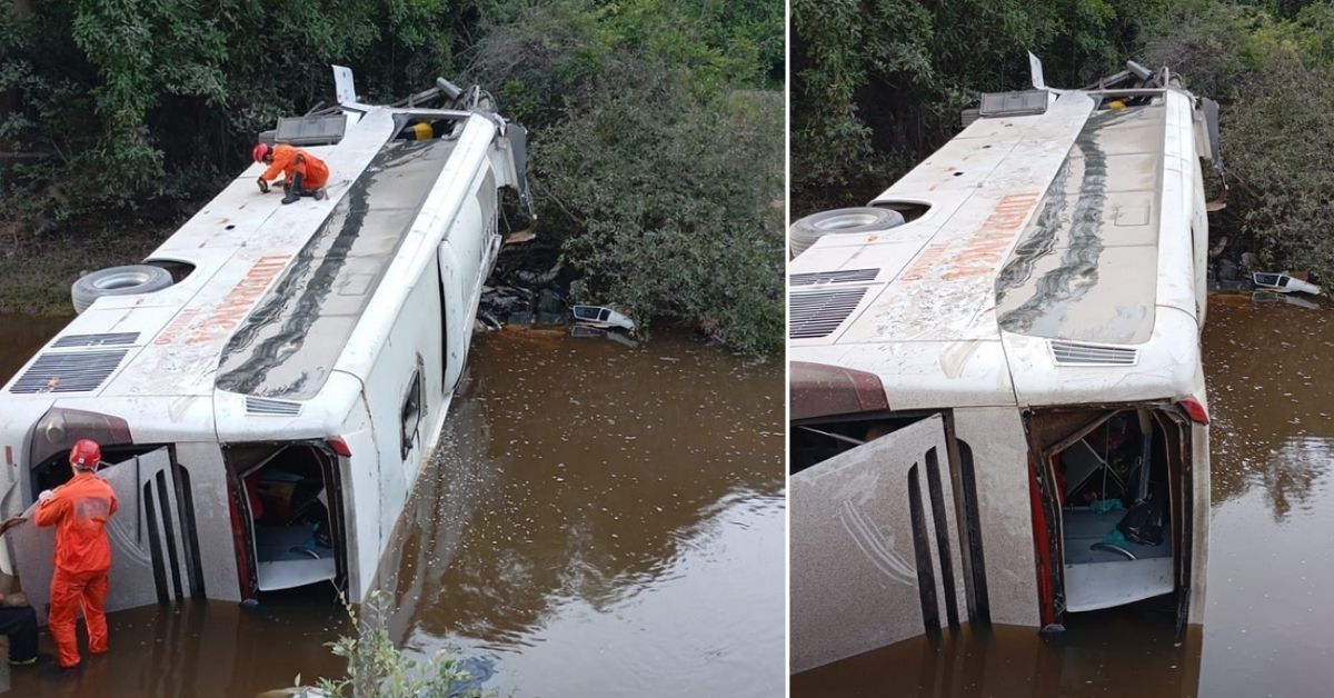 Ãnibus cai de ponte e deixando mortos e feridos na BR-153