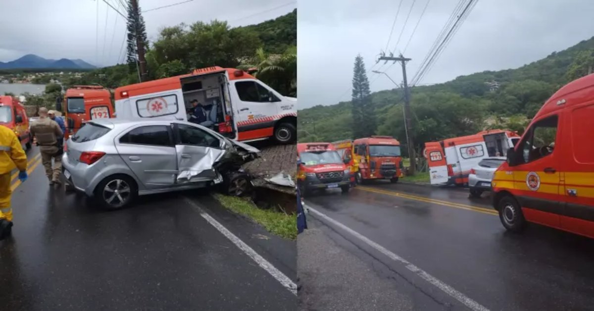 SC: Acidente grave deixa vÃ­timas, entre elas uma crianÃ§a de 12 anos e mobiliza os bombeiros